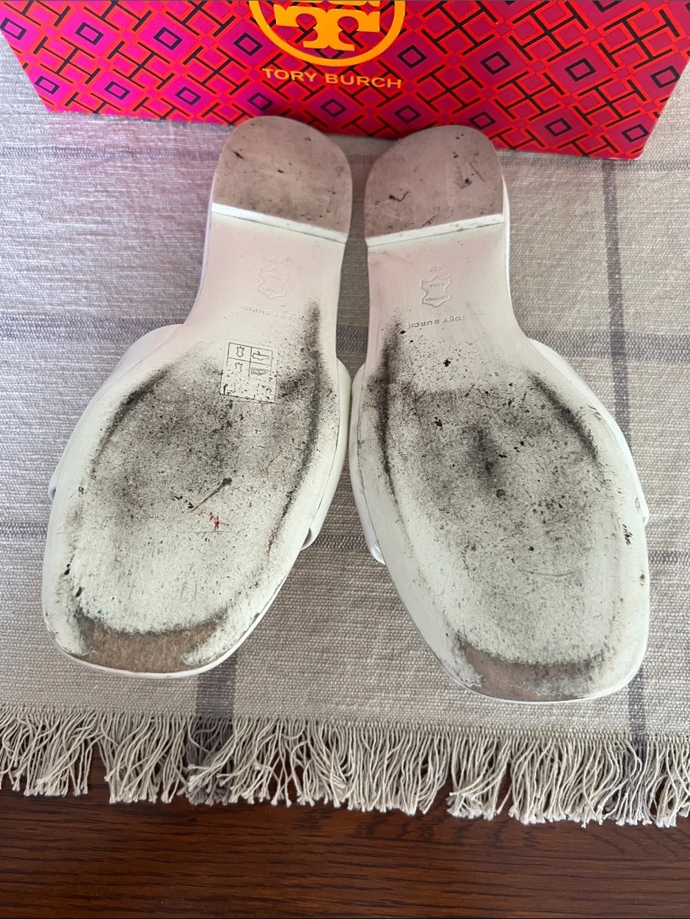 Tory Burch White Patent Miller Logo Slide Sandals